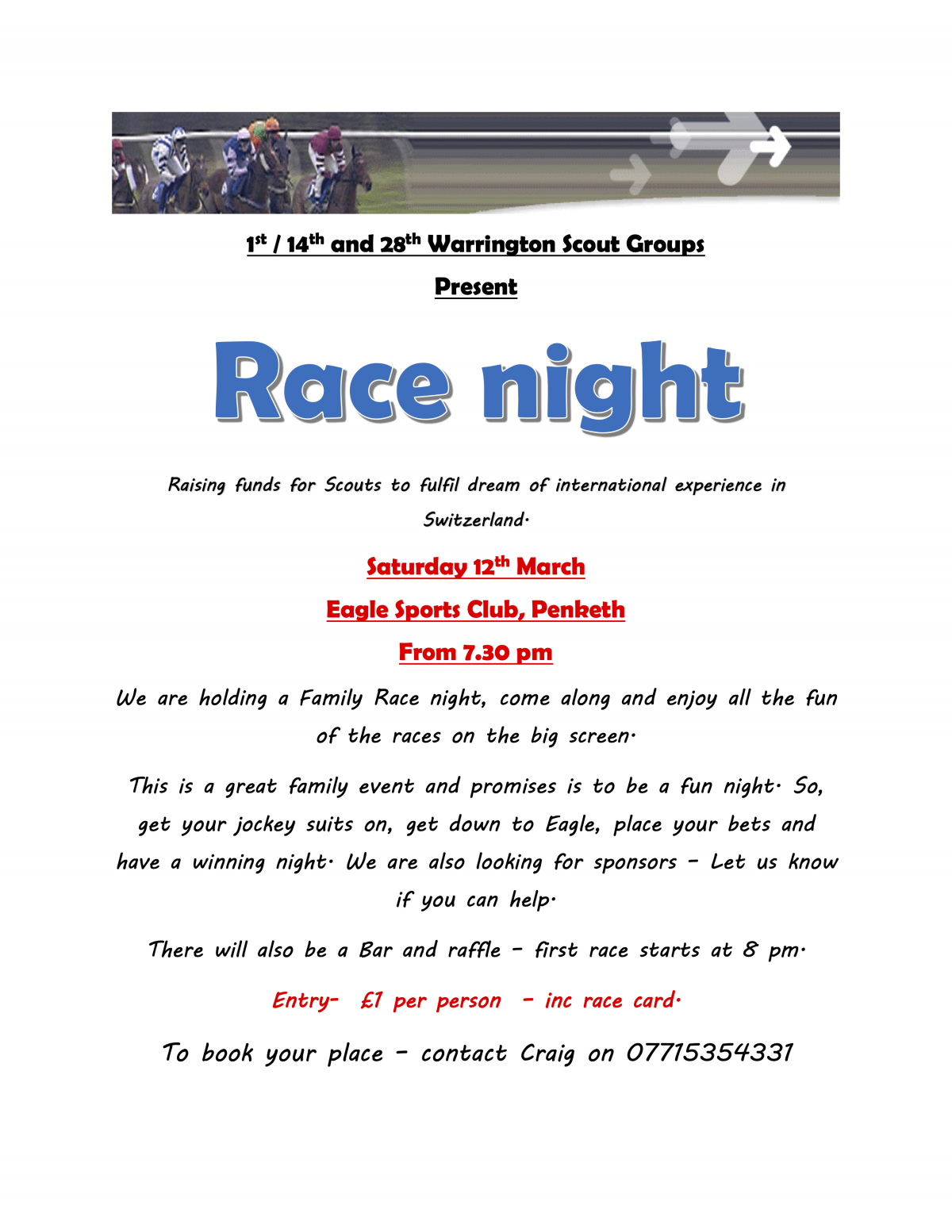 Race Night Advert